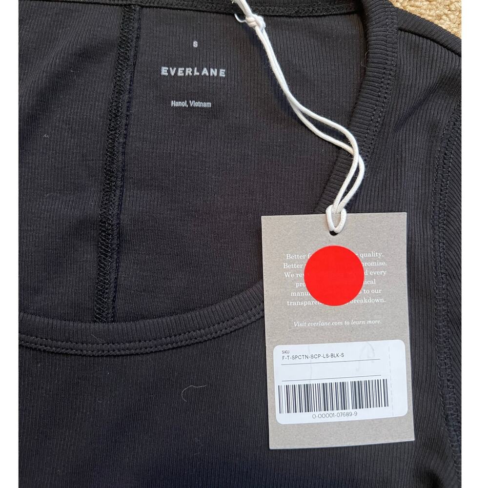 Everlane The Luxe Rib Long-Sleeve Supima Cotton Scoop-Neck Tee - Picture 4 of 8